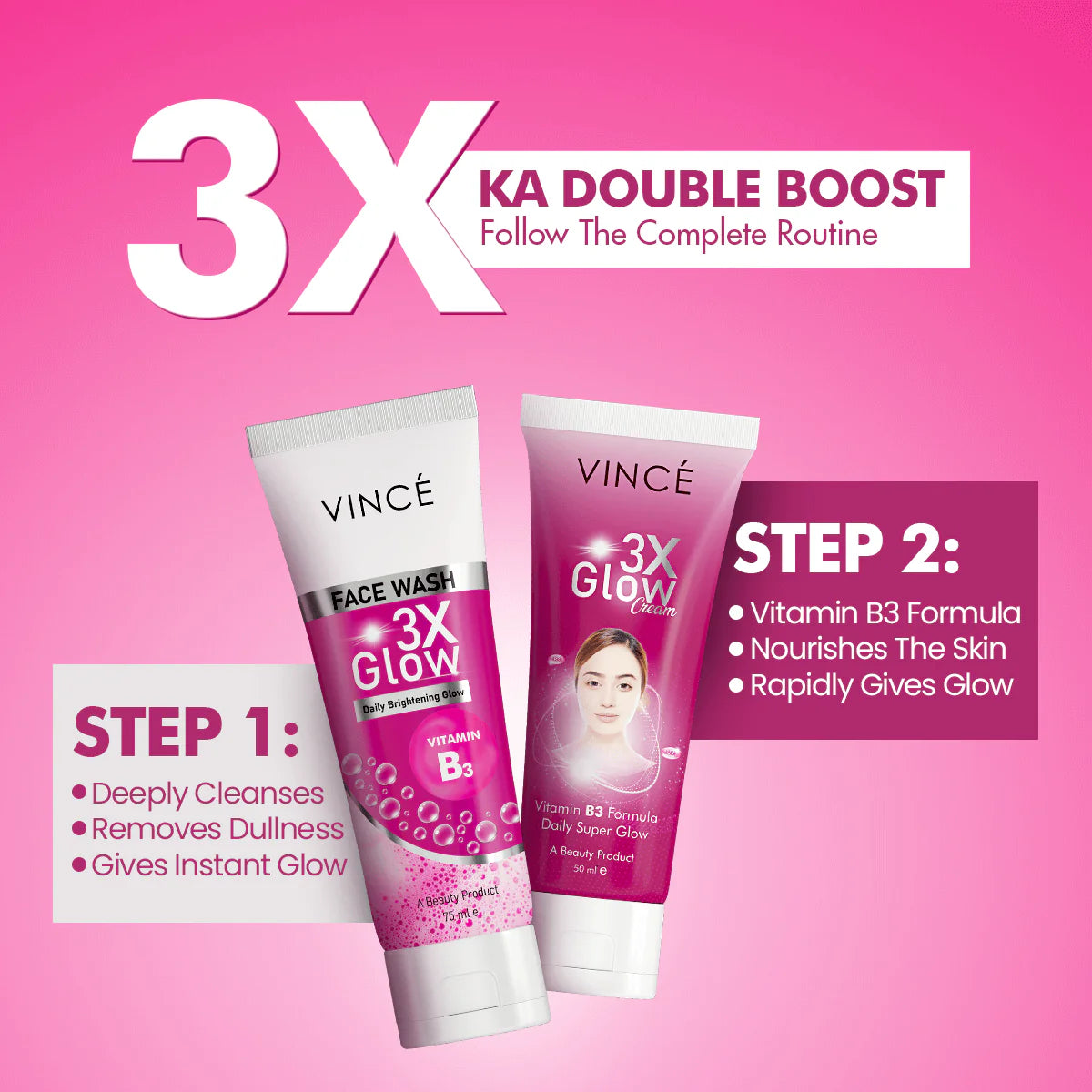 3X Glow Pack - Radiant Skin with Vitamin B3 & Rose Water – Vince